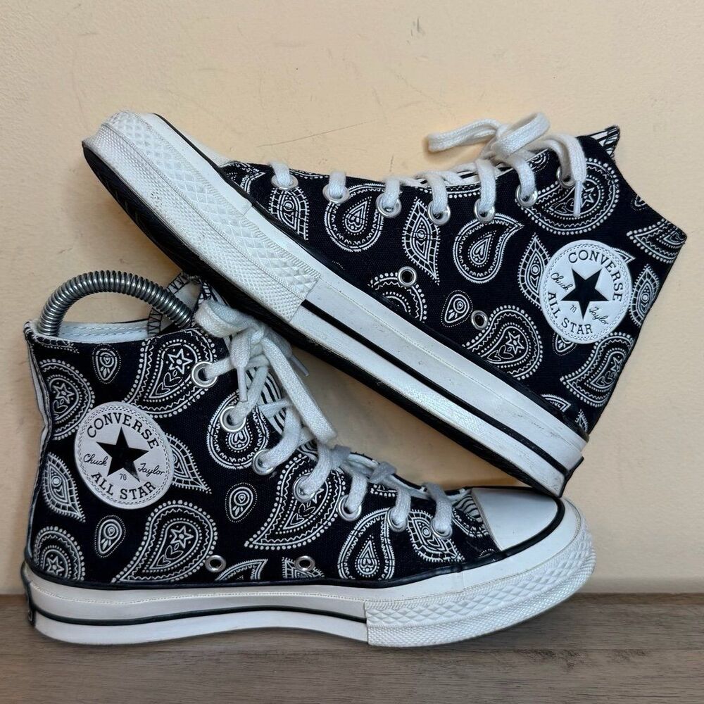 Converse Chuck 70 High Paisley black white shoes  size 6.5 sneakers